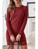 Rochie mulata cu dantela de baza, burgundy FG564 - Magazin online - Boutique